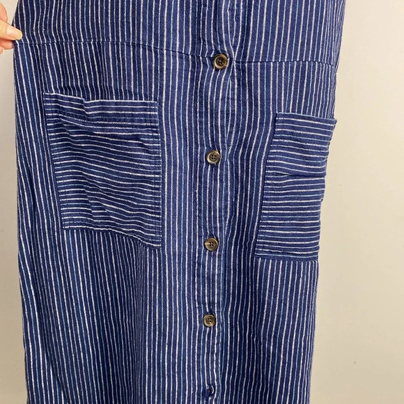 Sleeveless Striped Linen-Blend Fit & Flare Dress - Picture 4 of 13